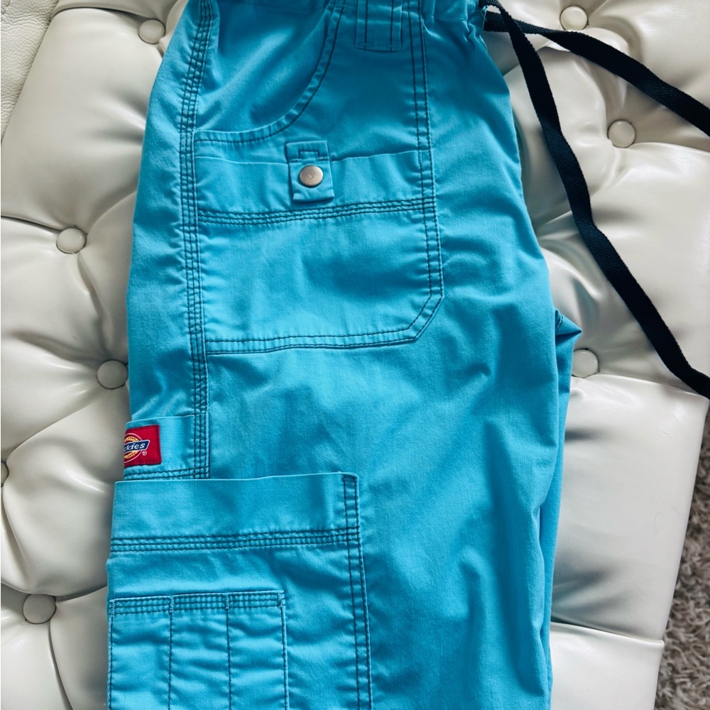 Dickies women’s blue scrub bottoms, small elastic and drawstring. gently used.
